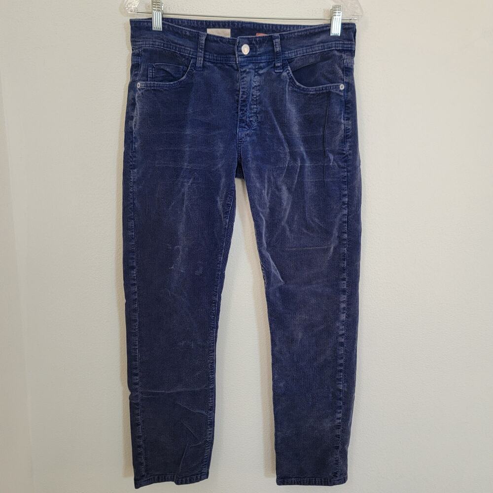 Pilcro Anthropologie Sz 27 Petite Corduroy Blue‎ Pants Straight Cut OB1589378